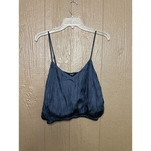 NWT Reset by Jane Silky Cropped Tank Navy Blue Fall Adjustable Straps Size M